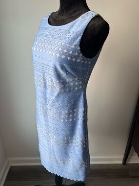 Eliza J Powder Blue Eyelet Shift Dress - 8